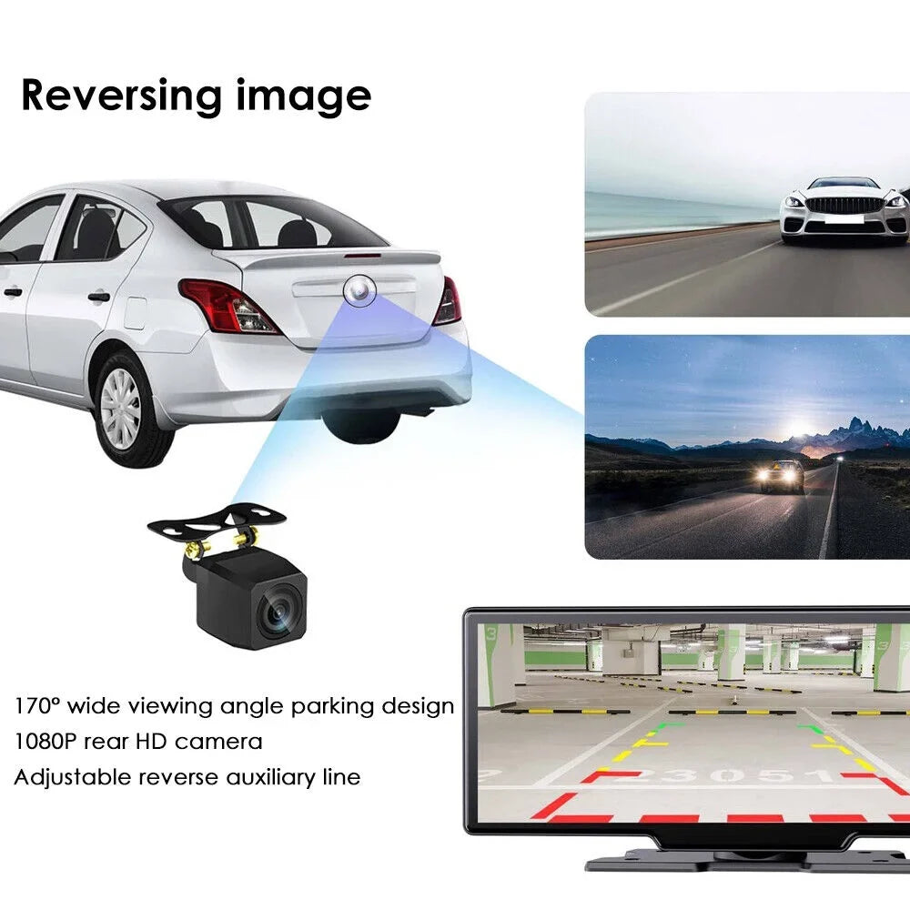Car Dash 2K Compatibility Carplay Auto Touch Android DVR Screen and Camera Smart - Wireless WIFI KingFurt Resolution Stunning 10.26''