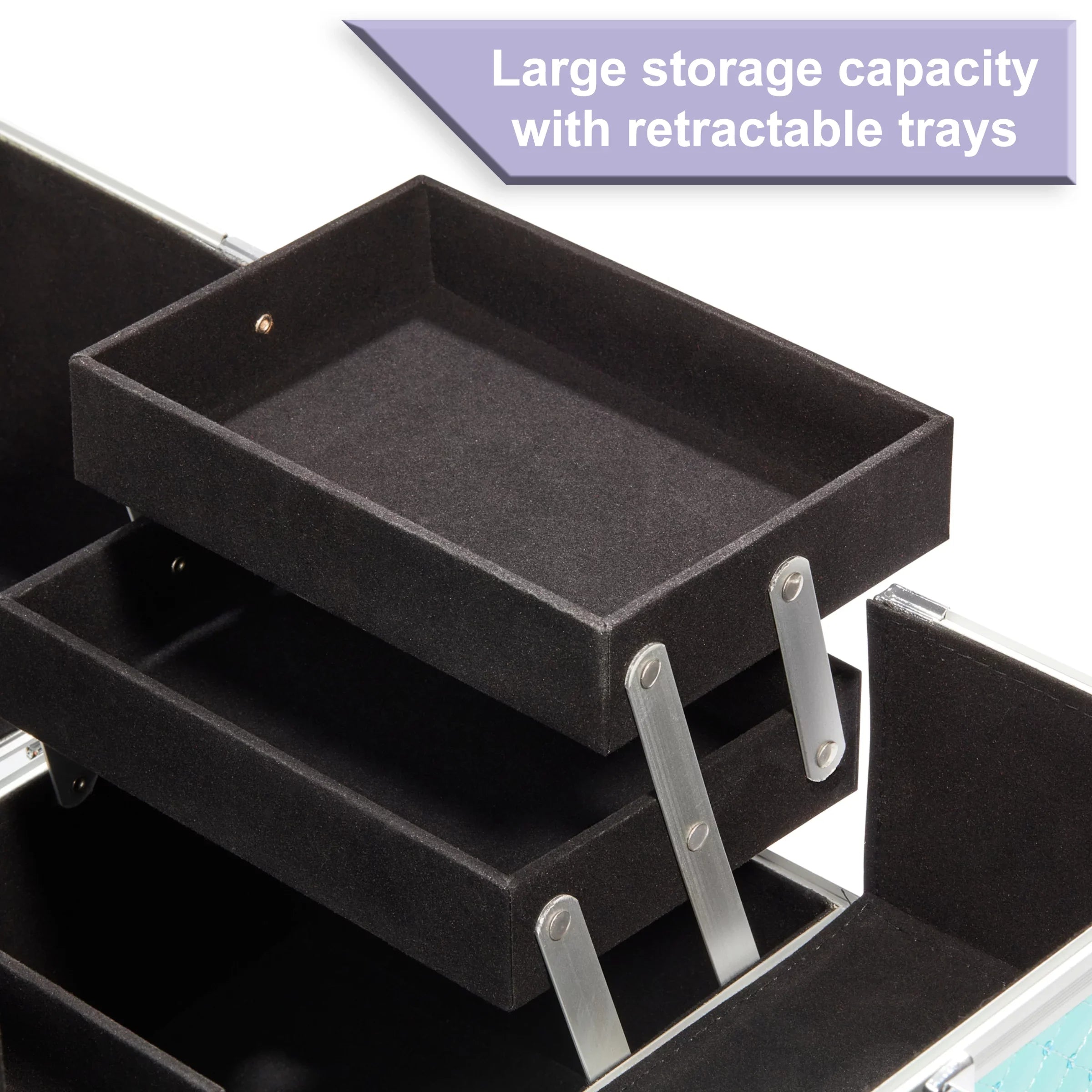 Organizer, trays, 9.85" Makeup Cosmetics x 6.7" Train 4 Case Teal 7.9" Color, x