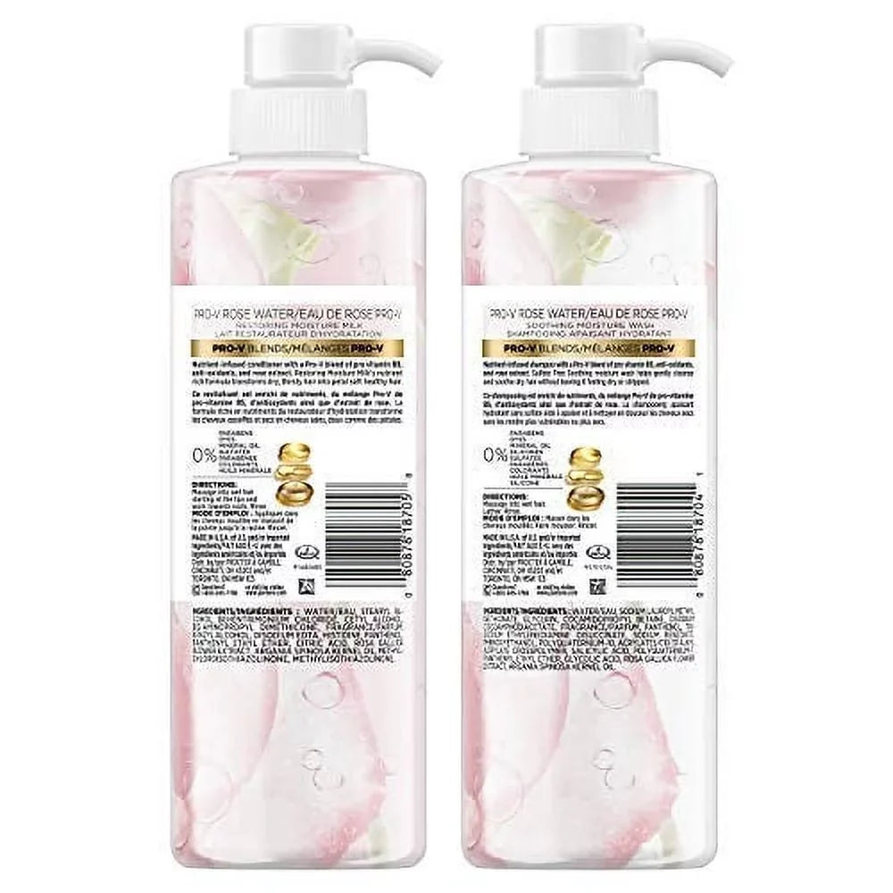 Pack oz, Blends, fl and Conditioner Soothing Paraben Dye Kit Free, Pantene, Water, Rosewater Free Sulfate Rose and Pro-V Kit, 17.9 Twin Shampoo