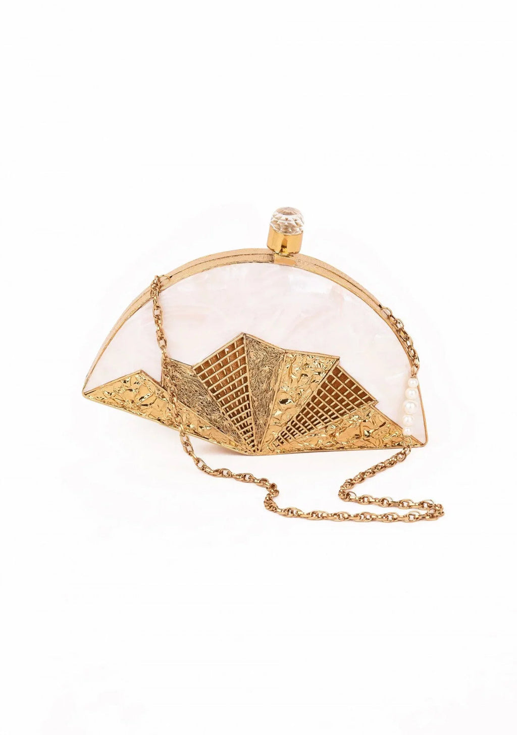Gold Handbag Handcrafted India Wedding Craft bag for inlaid Designer Seashell Different original/natural Women Clutch