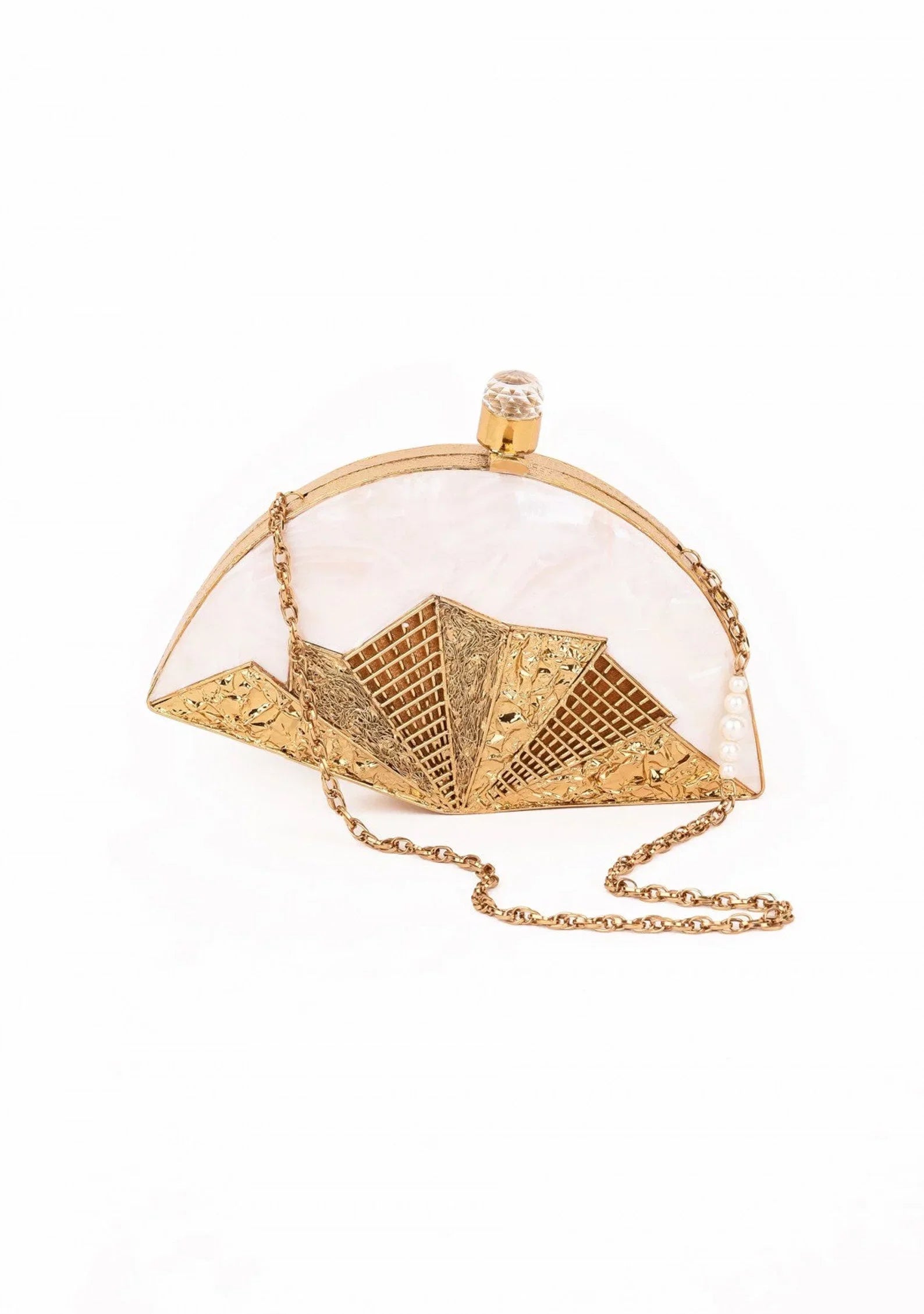 Gold Handbag Handcrafted India Wedding Craft bag for inlaid Designer Seashell Different original/natural Women Clutch