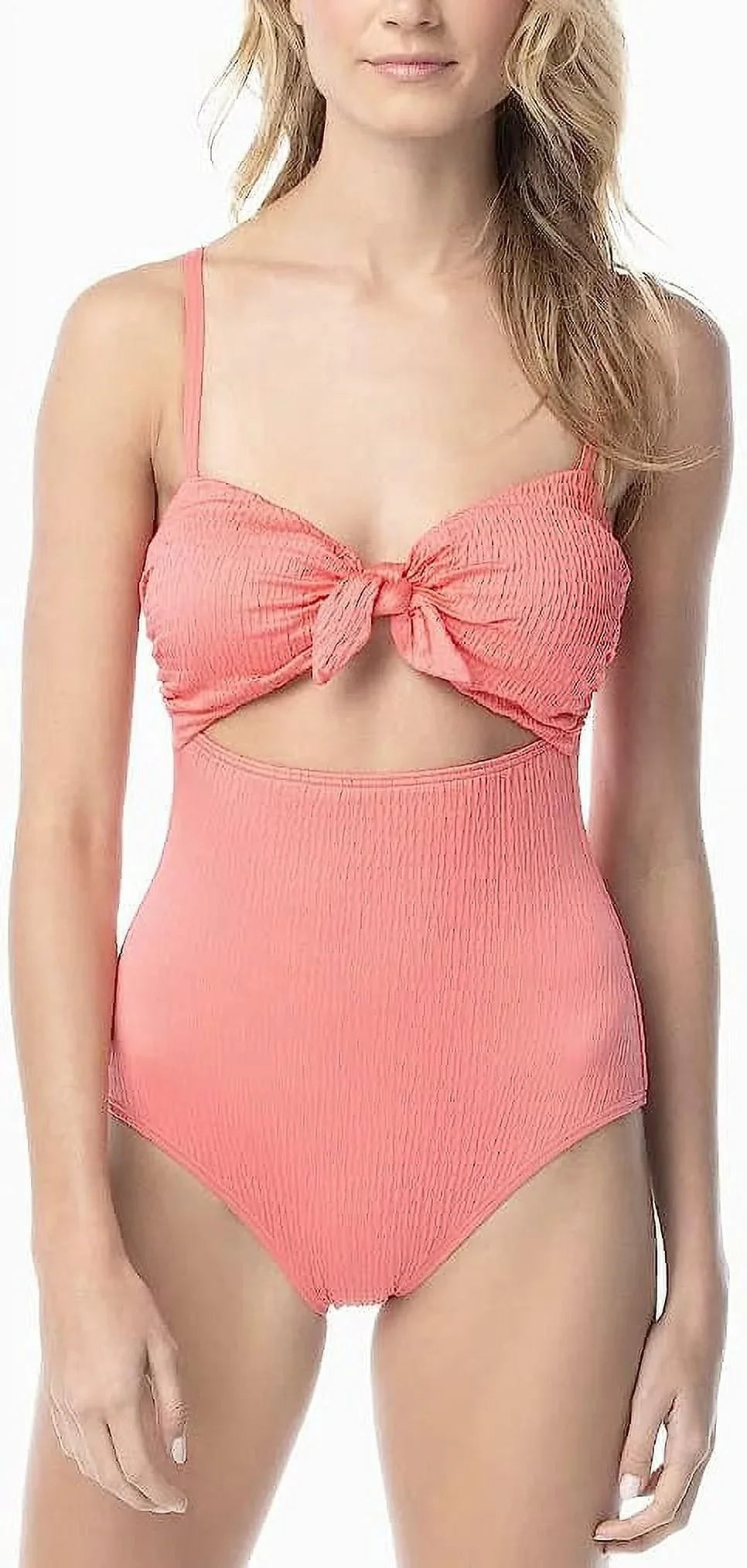 6 Smocked One-Piece $122 Tie-Front MSRP Swimsuit Vince Camuto Size