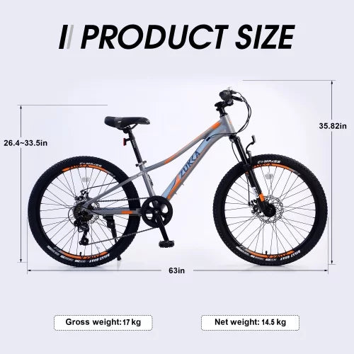 inch for Boys Bike inch Frame,10 Frame and shimano 7-Speed 24 fork,Aluminum bike,Suspension alloy Mountain Girls Mountain