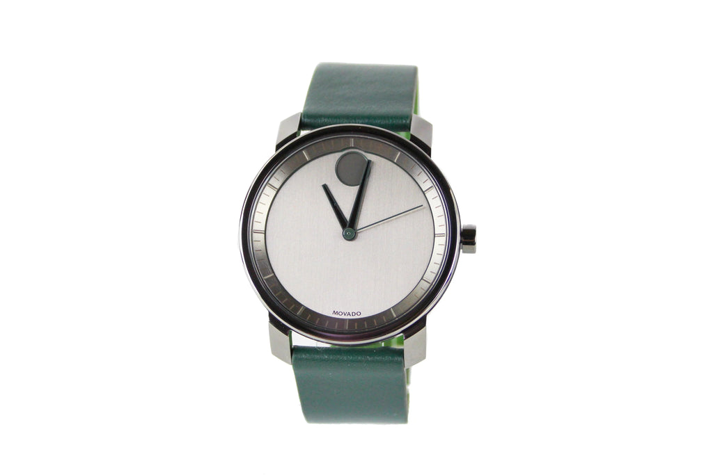 Quartz Mens Movado Strap Gunmetal Watch Dial Forest Green Leather Bold (3600570)