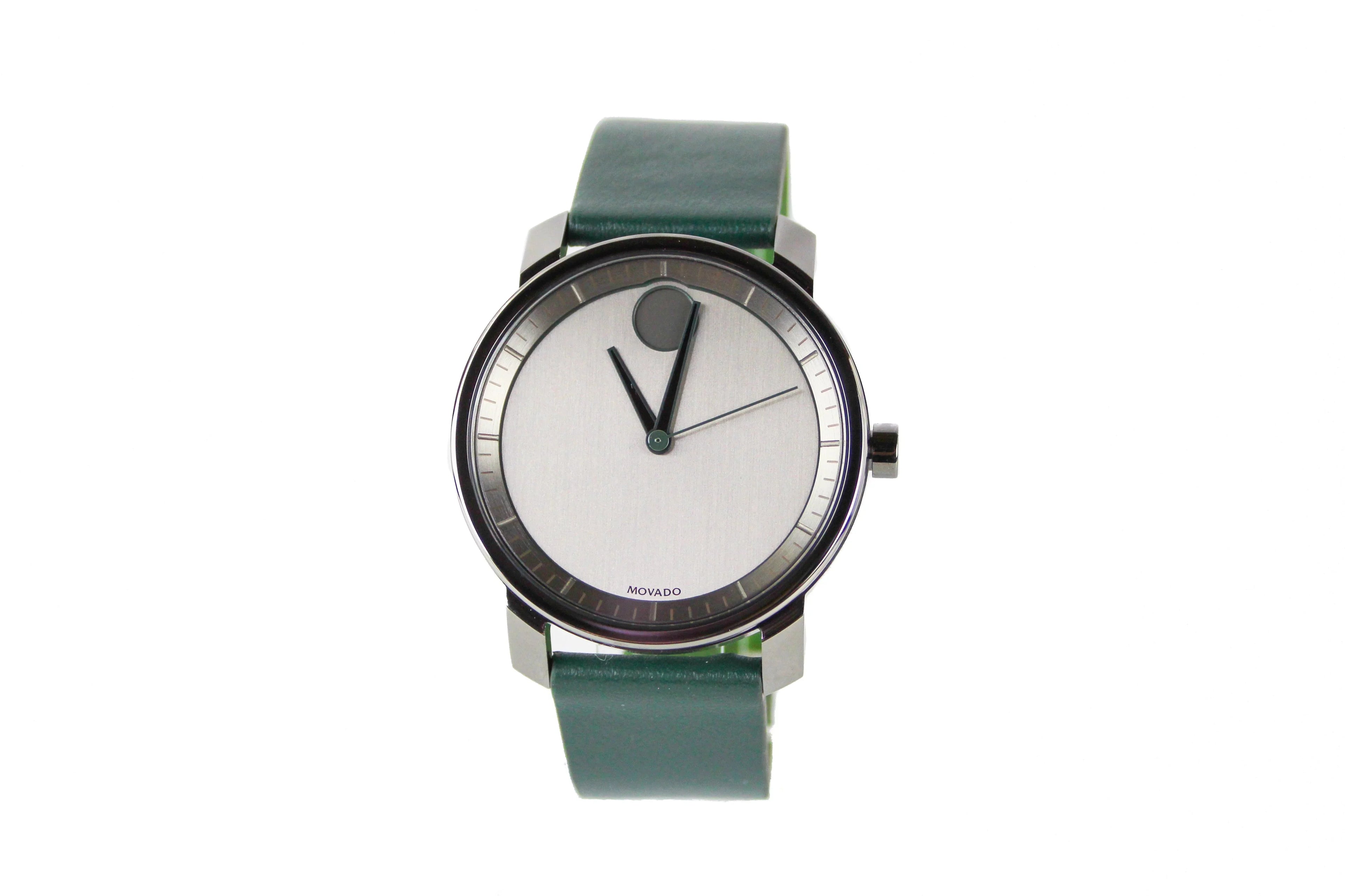 Quartz Mens Movado Strap Gunmetal Watch Dial Forest Green Leather Bold (3600570)