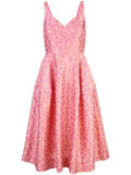 Flare Sleeveless Short Light Floral Womens Fit Pink Party 0 JILL STUART Dress + V Neck Zippered