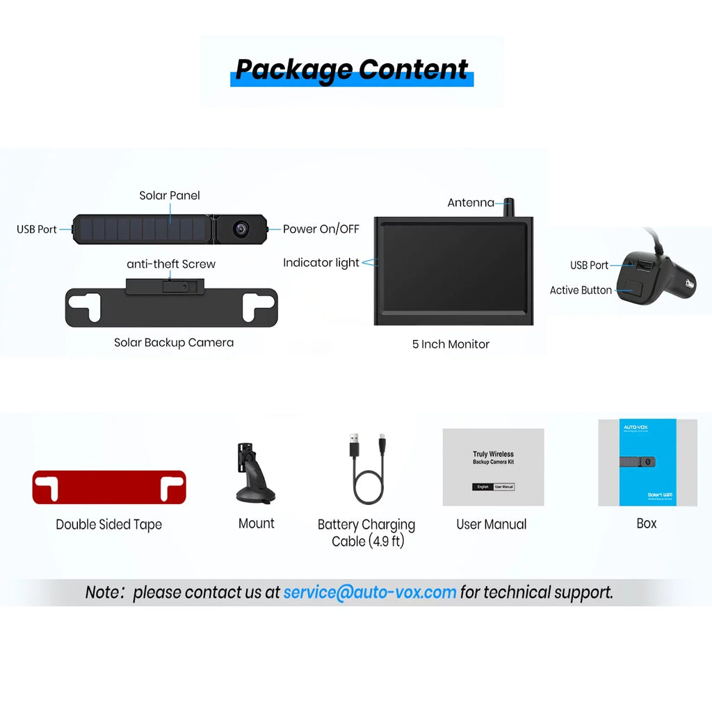 Built-in Camera Solar Battery with Backup Rear for Reverse Systems Wireless Campervan,Trailer Backup Camera View 3350mAh