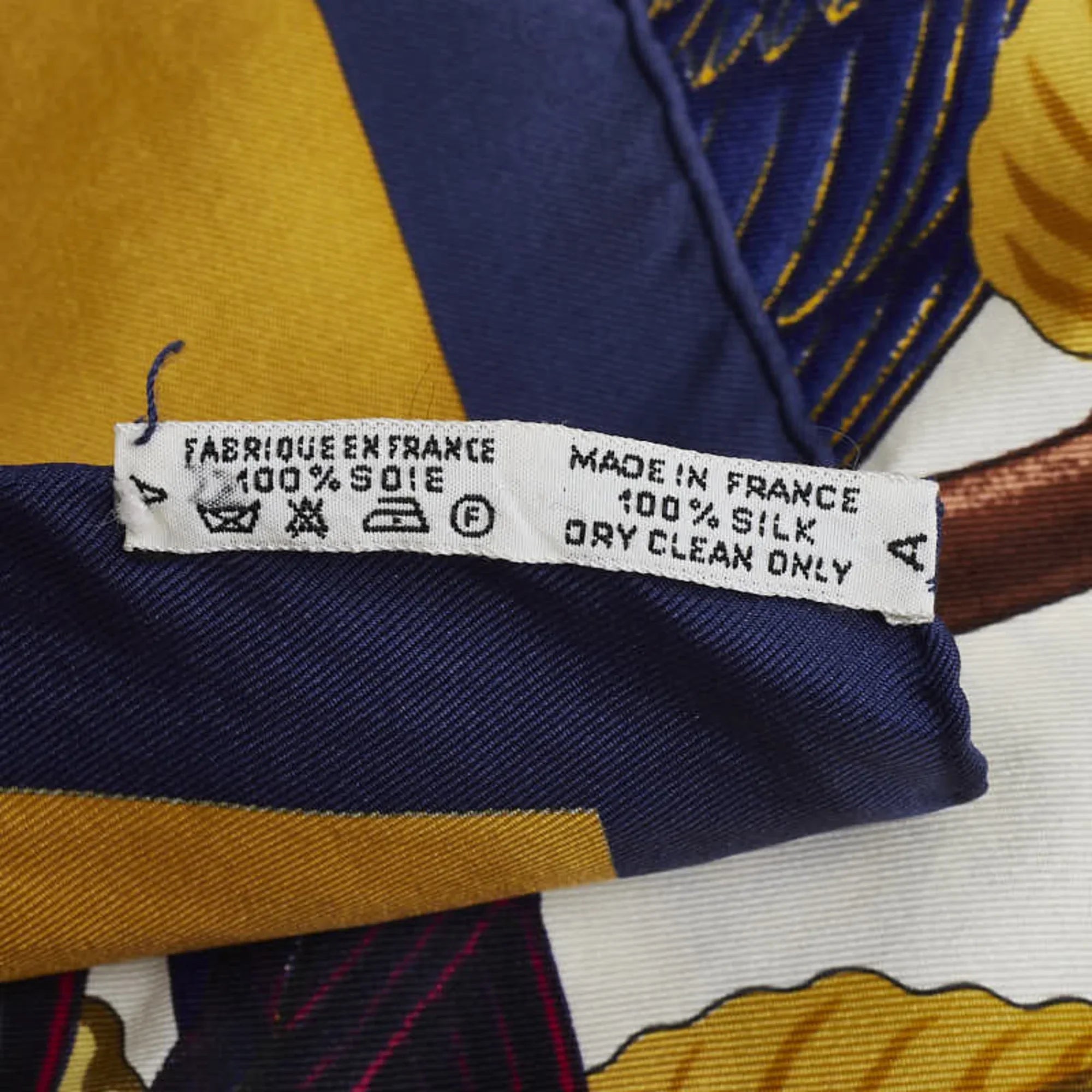 Gold Hermes Pre-Owned (Good) Muffler HERMES Silk Navy Les Perroquets Bird Carre90 Parrot Scarf detail Ladies