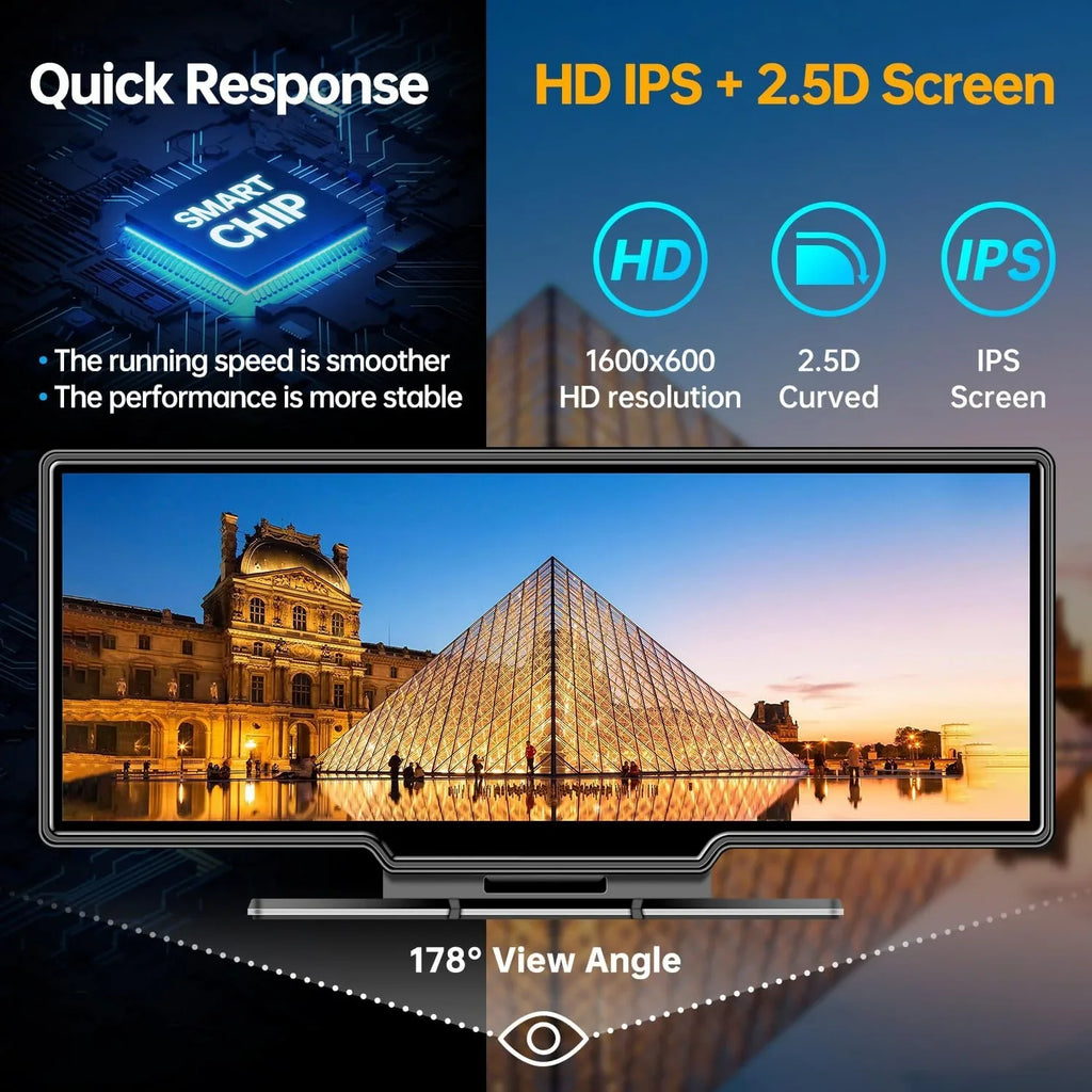 GPS Navigation Auto, - with Car HD Unit, IPS Screen, Backup 9" Bluetooth, Portable Cam Dash Camera, Stereo CAIHONG Wireless Car Loop 2.5K Receiver 1080p Recording, Head Radio Carplay Android