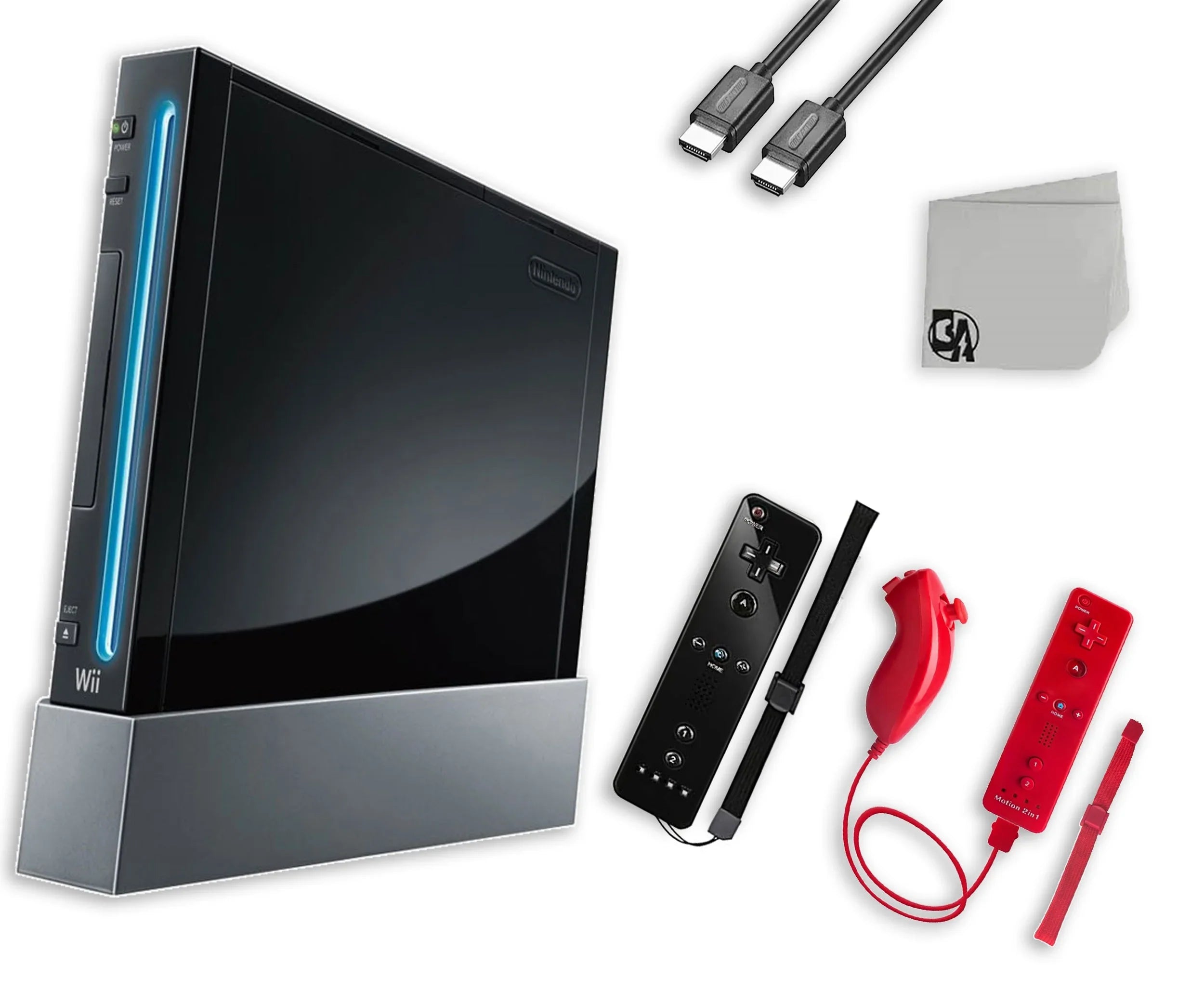 Cable Gaming Controller Gaming Bundle AXTION Like 2 Red + New With BOLT Nintendo Wii HDMI Black Console
