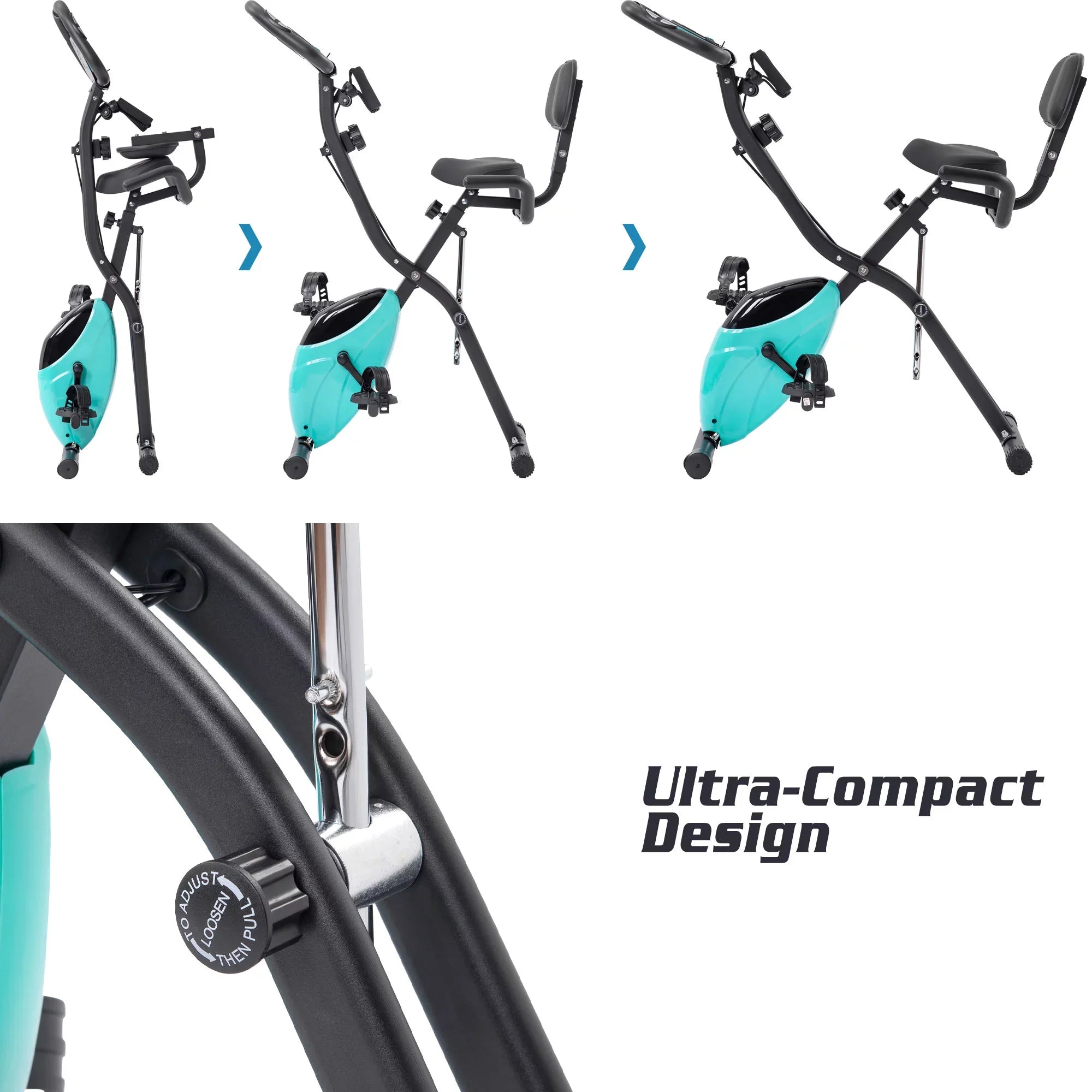 Recumbent Exercise Arm Resistance, Bands Folding Bike, Fitness Adjustable and and with Backrest Upright X-Bike 10-Level