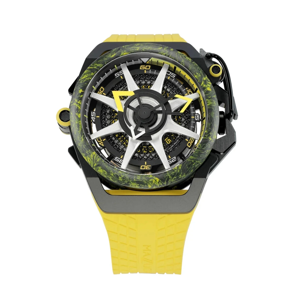 for - Rim Watch Black Men Twin Dial Reversible Automatic Adult Monza Chronograph Mazzucato