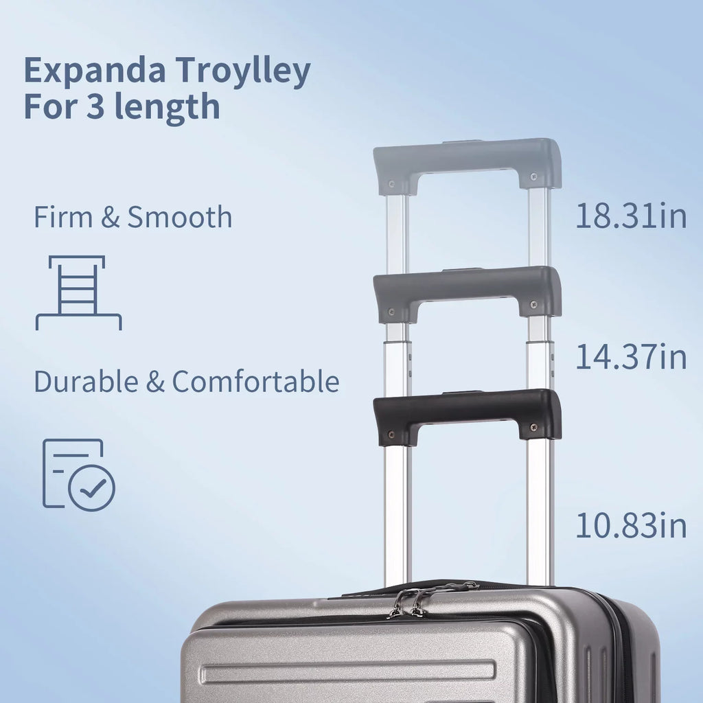 20 & 24 Suitcase Inch Spinner Lock Front with 20/24 Wheels, Lightweight 37~41L 20 Hardshell Inch Luggage Only Grey Piece TSA ABS+PC Expandle, with Pocket 2 + 65L,Dark Laptop & Set,