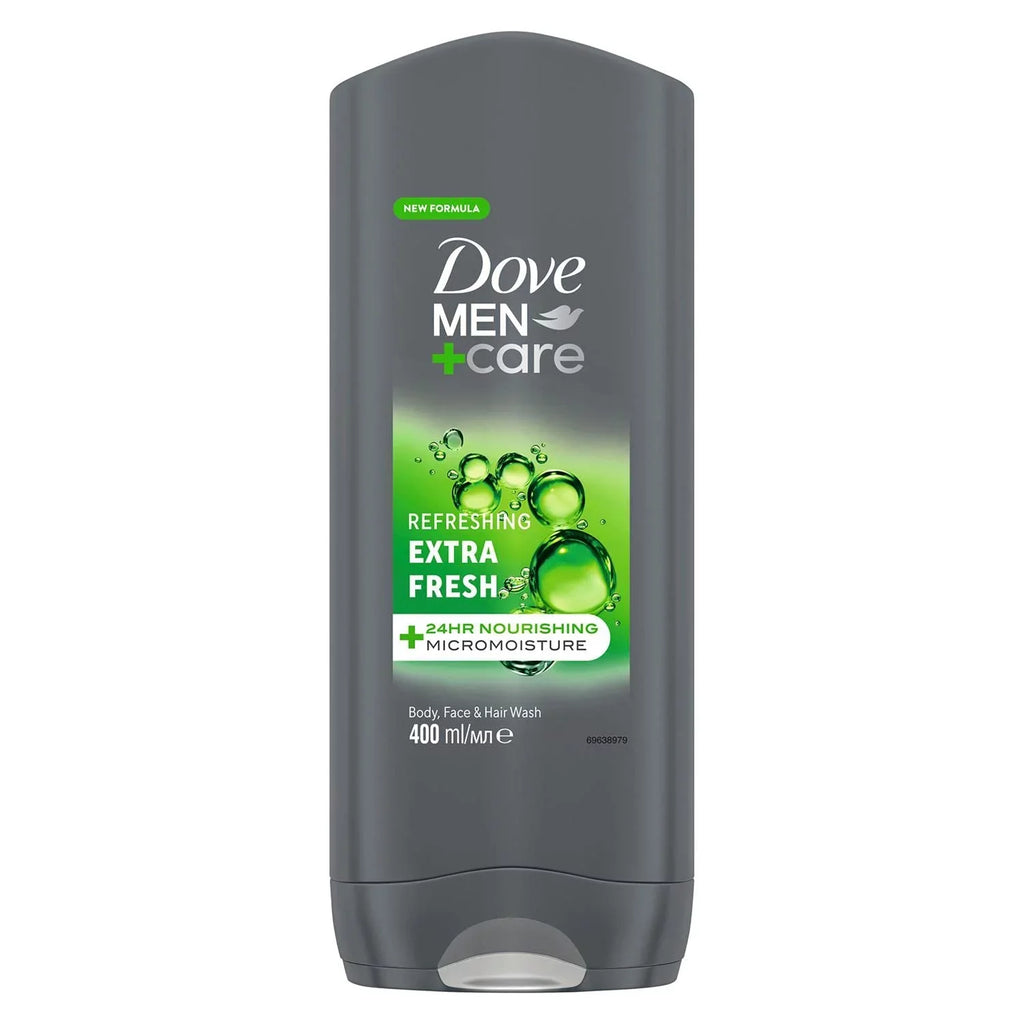 3-In-1 With For Body Men 3 Hair, Face Body Pack And Dove Of Micromoisture Refreshing Wash Extra Nourishing + Technology Fresh Men Care 24-Hour Wash 400 Ml
