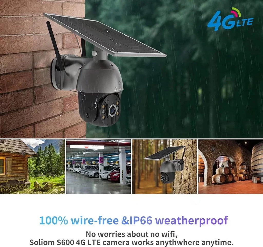 Security HD,PIR Camera 3G/4G Wireless,Pan Outdoor Wifi,Rechargeable 360°View Spotlight,1080P Soliom Tilt Motion,No LTE Batteries,S600-4G