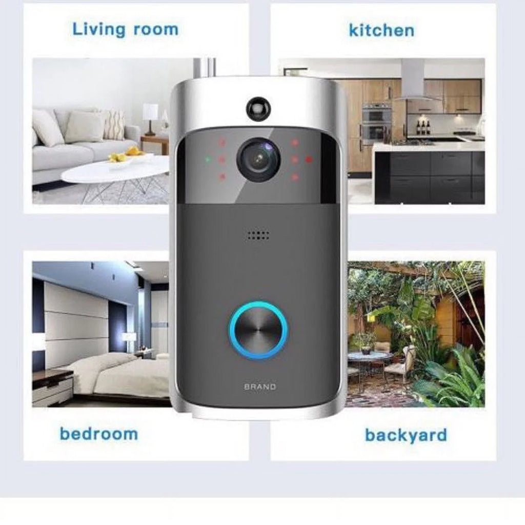 Smart Video System Bell-Black Wireless Camera Doorbell Visual WiFi IR Security Record
