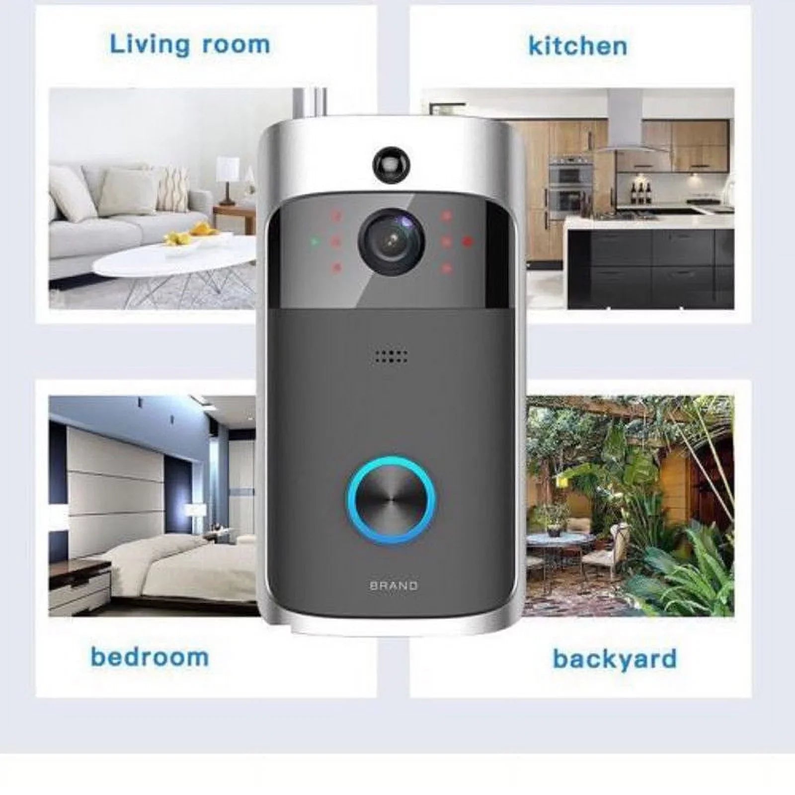 Smart Video System Bell-Black Wireless Camera Doorbell Visual WiFi IR Security Record