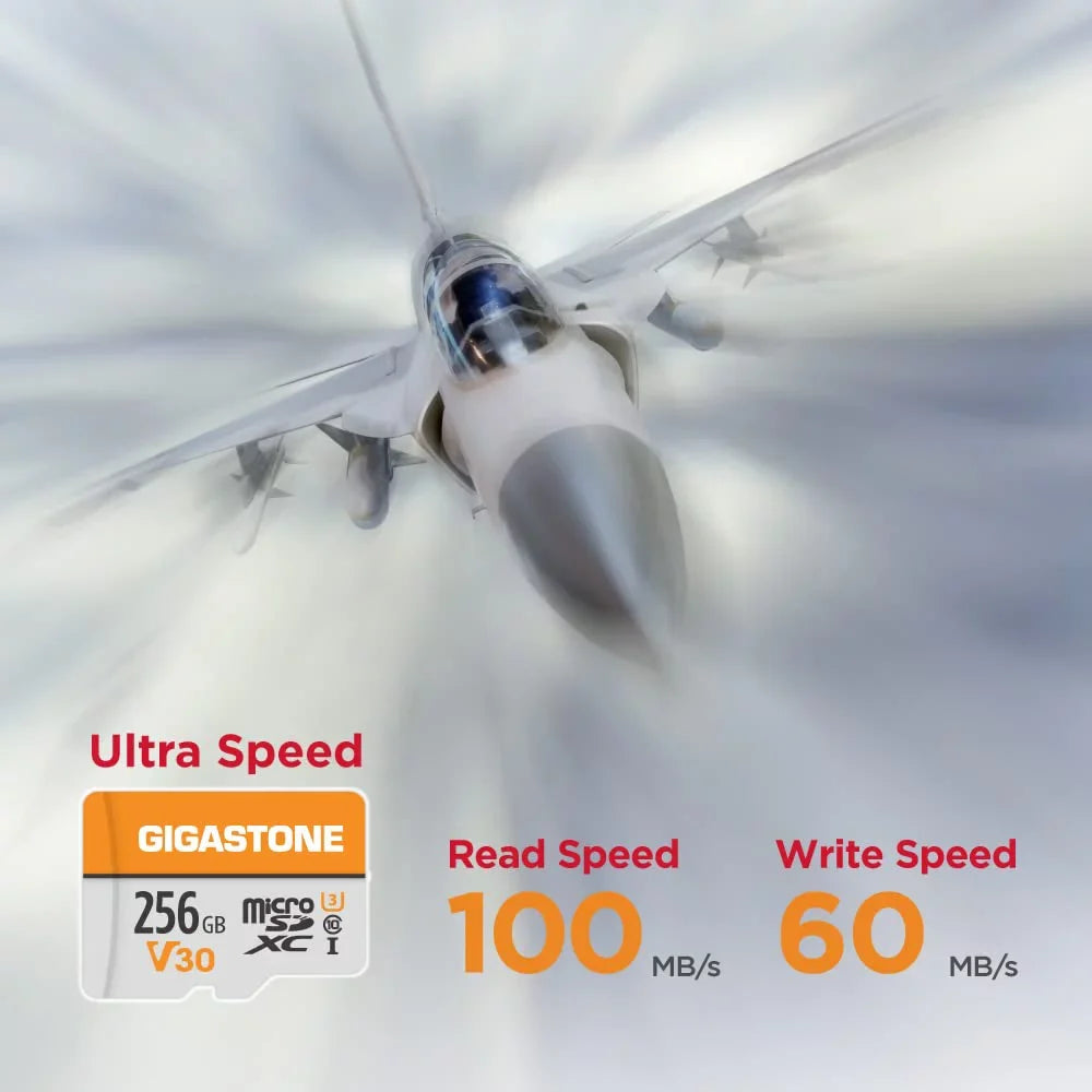 Recording, Video V30 for 4K up MicroSDXC Camera, with Micro 256GB C10, Nintendo-Switch, Adapter 4K SD to U3 Video Wyze, GoPro, Dash Pro, Memory Cam, Security Gigastone Card, A1 Card UHS-I 100MB/s,