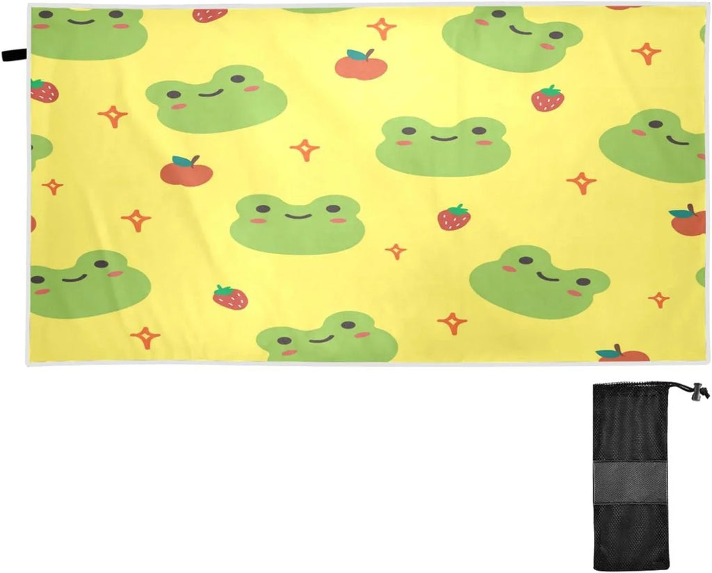 Dry Towel Towels - Compact Cute Oversized Beach for Quick Absorbent Bestwell Super Camping Frog - Lightweight Travel Cartoon Swimming Holiday（194） Towel