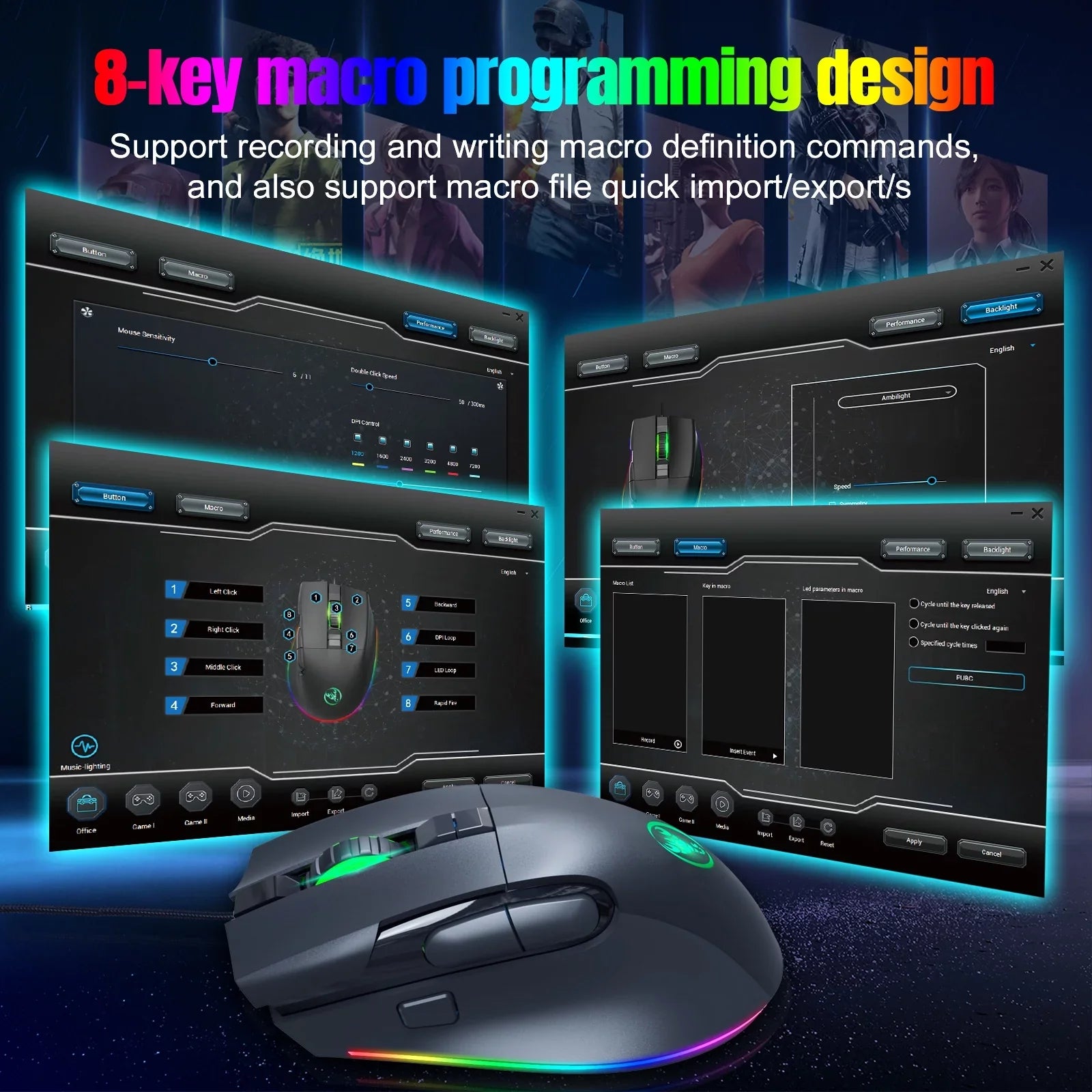 Effects, Key Keyboard Keys, Office Shortcut 6588 Full High Multi-function No and Programming Cool Conflict, V600+A905 Ergonomic Combo, Gaming Wired Macro Function, and Design, for