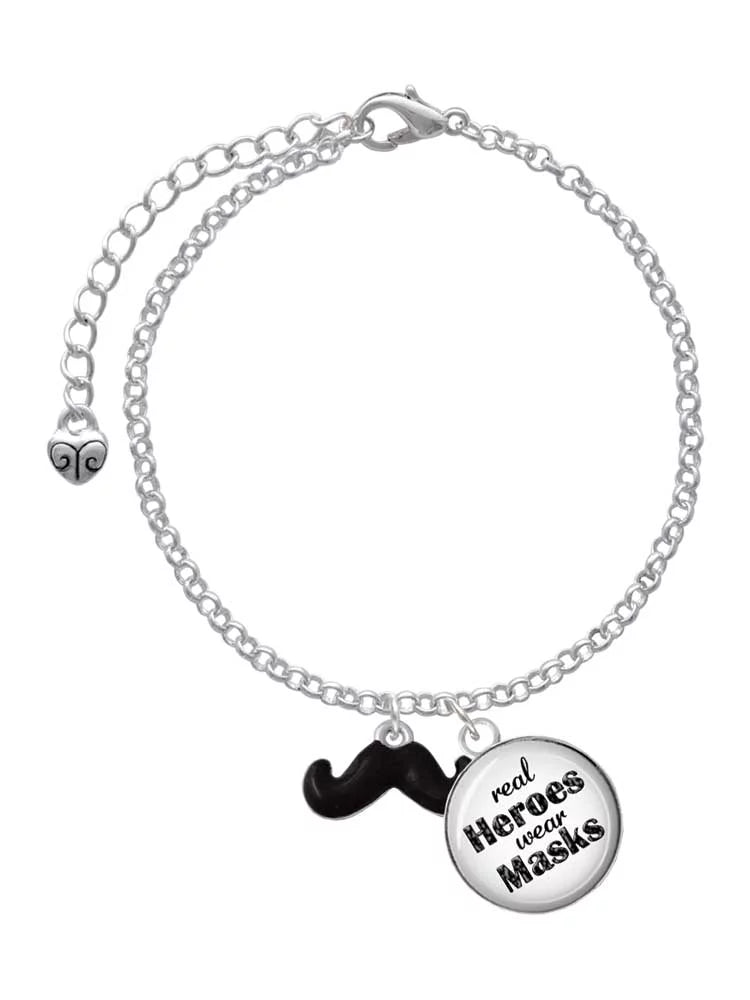 Enamel Jewelry Masks Real Charm Heroes Silvertone Delight Bracelet Wear Mustache Black Small Dome
