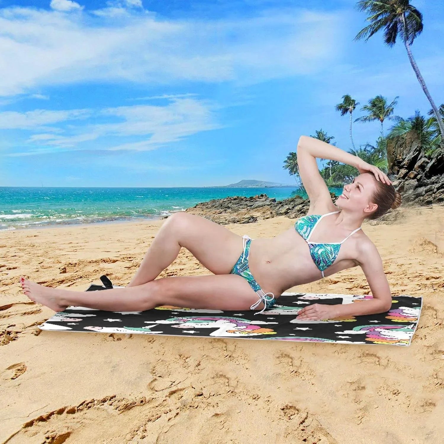 Lightweight Towel Swimming Towels Compact Super Beach Dry Print Bestwell Absorbent Holiday（248） for - Towel Camping Travel Quick Oversized Unicorn -