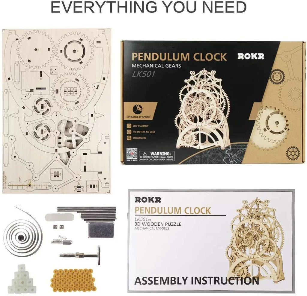 Clock Pendulum to Toy Build Gears Adults Puzzle,Mechanical Robotime for Gifts 3D Wooden Mechanical Building Set Birthday Kids
