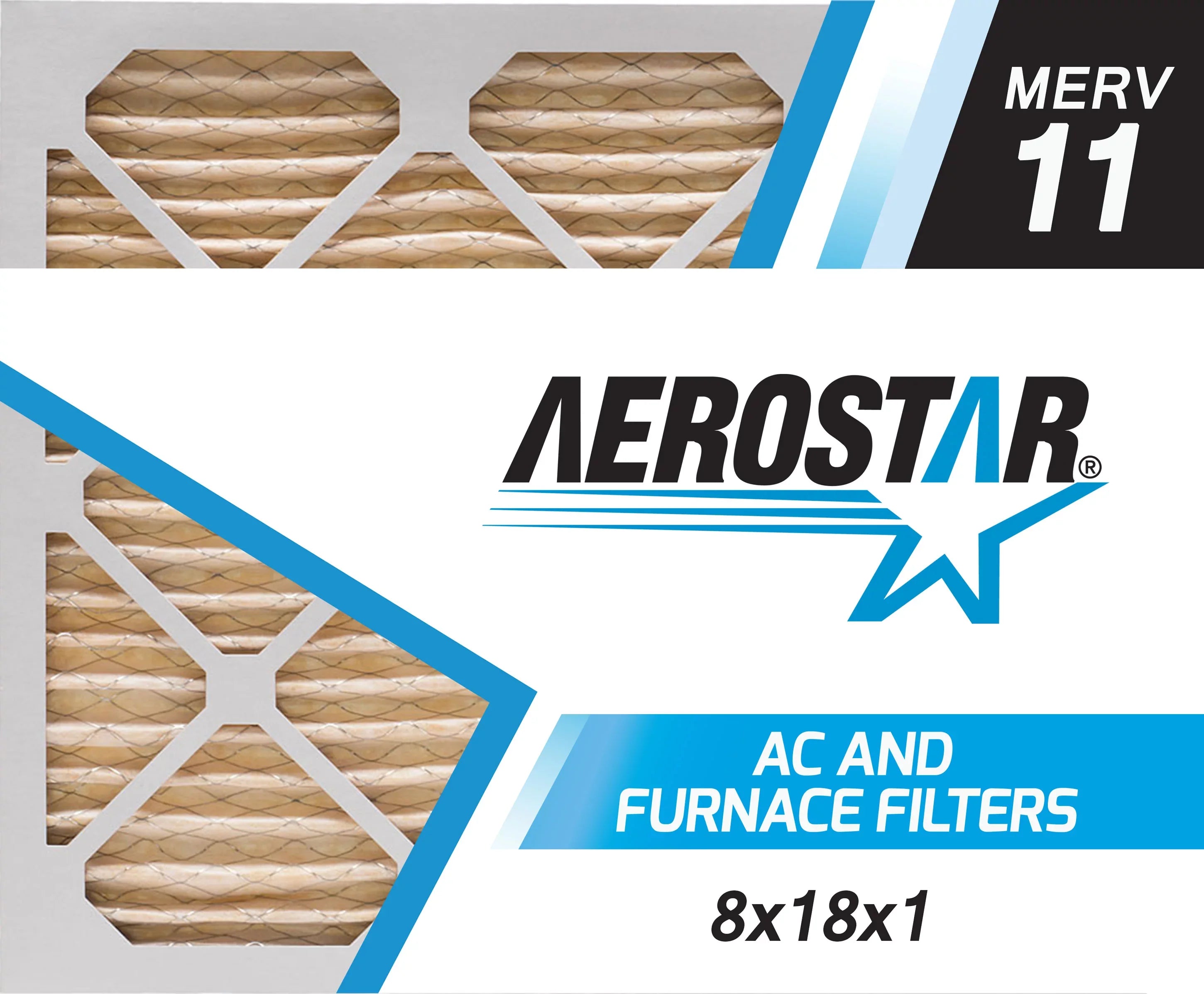Filter, of 8x18x1 4 MERV Air 11, 8x18x1, Aerostar Box