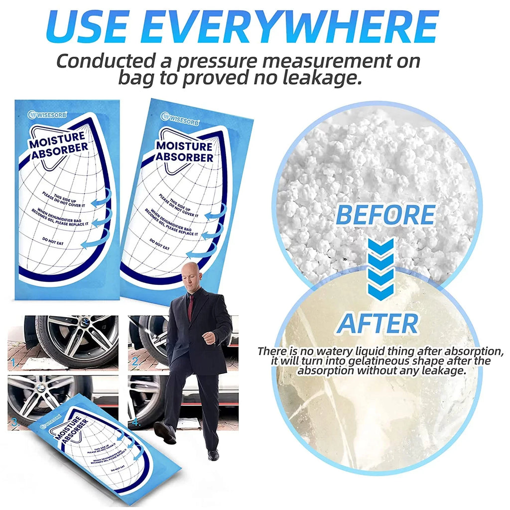 Packets Perfect Packs Basements, Rvs, for Closet Packing Premium Moisture Bags Dehumidifier for Humidity Wisesorb 25 Absorbers, 30 Granule Bathrooms, Gram White Tyvek