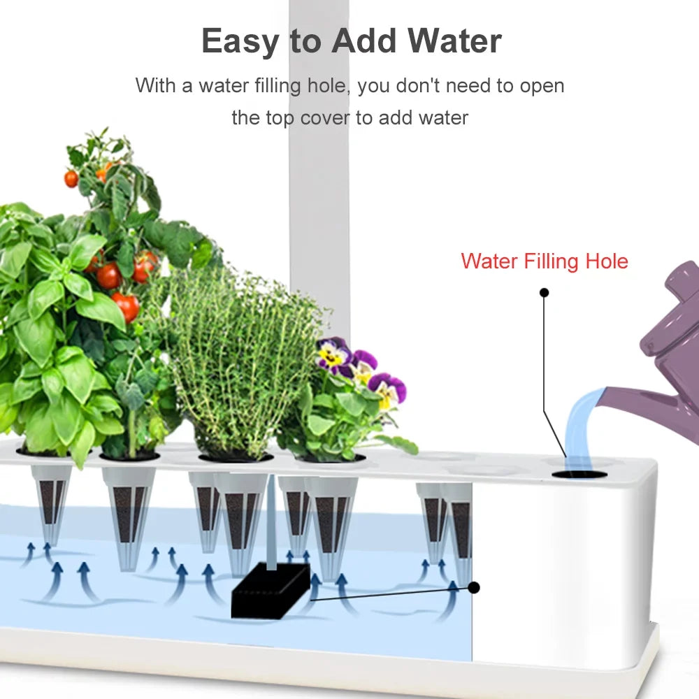 Office Smart Grow Kitchen 15W with Indoor Height 9 Timing Hydroponics Growing Smart System 2L Adjustable Home for Automatic Kit Garden Pods Tank Pump