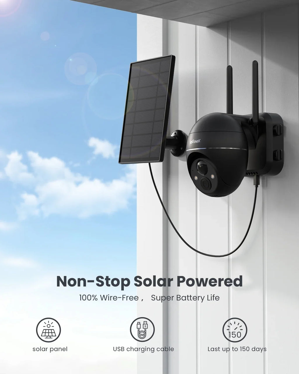 Camera PIR 360° Night Solar Camera with Wireless Spotlight Outdoor WiFi, & 2K/3MP PTZ Color Siren, Detection, Surveillance Security View, Motion Vision, Outdoor Work with Alexa