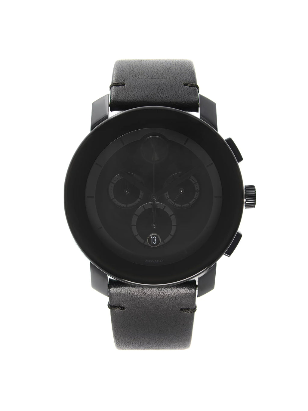 Black Movado Bold Steel Watch Ion-Plated Quartz Mens Chronograph 3600337 Dial