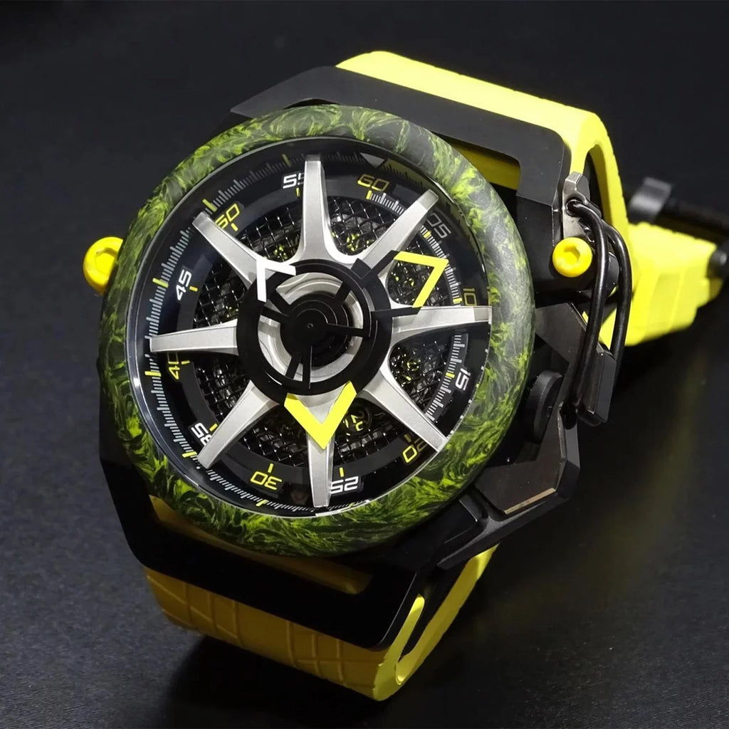for - Rim Watch Black Men Twin Dial Reversible Automatic Adult Monza Chronograph Mazzucato