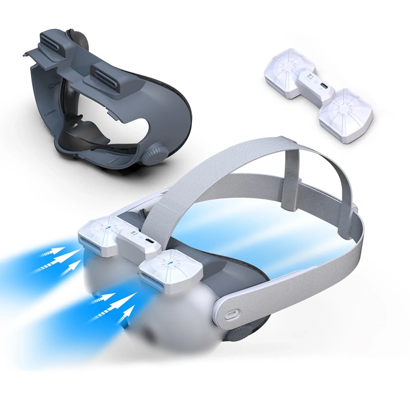 Heat Replacement Dissipation Face Mask Cool Magnetic 3 Quest Dual Air/Outward Eliminates Cooling VR Fan for Air Circulation Inward Fogging Fans Glasses