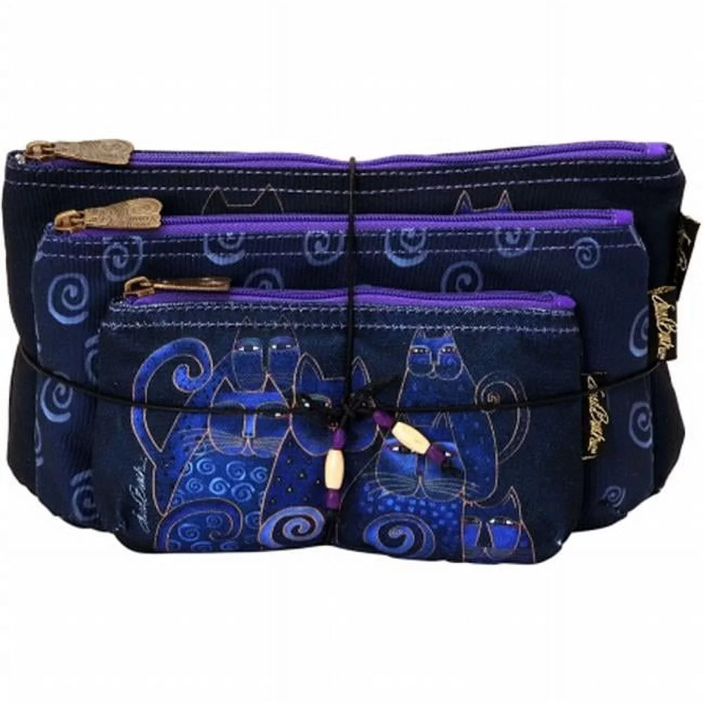 of 3 Cats, Burch Cosmetic Bag, Laurel Set Indigo