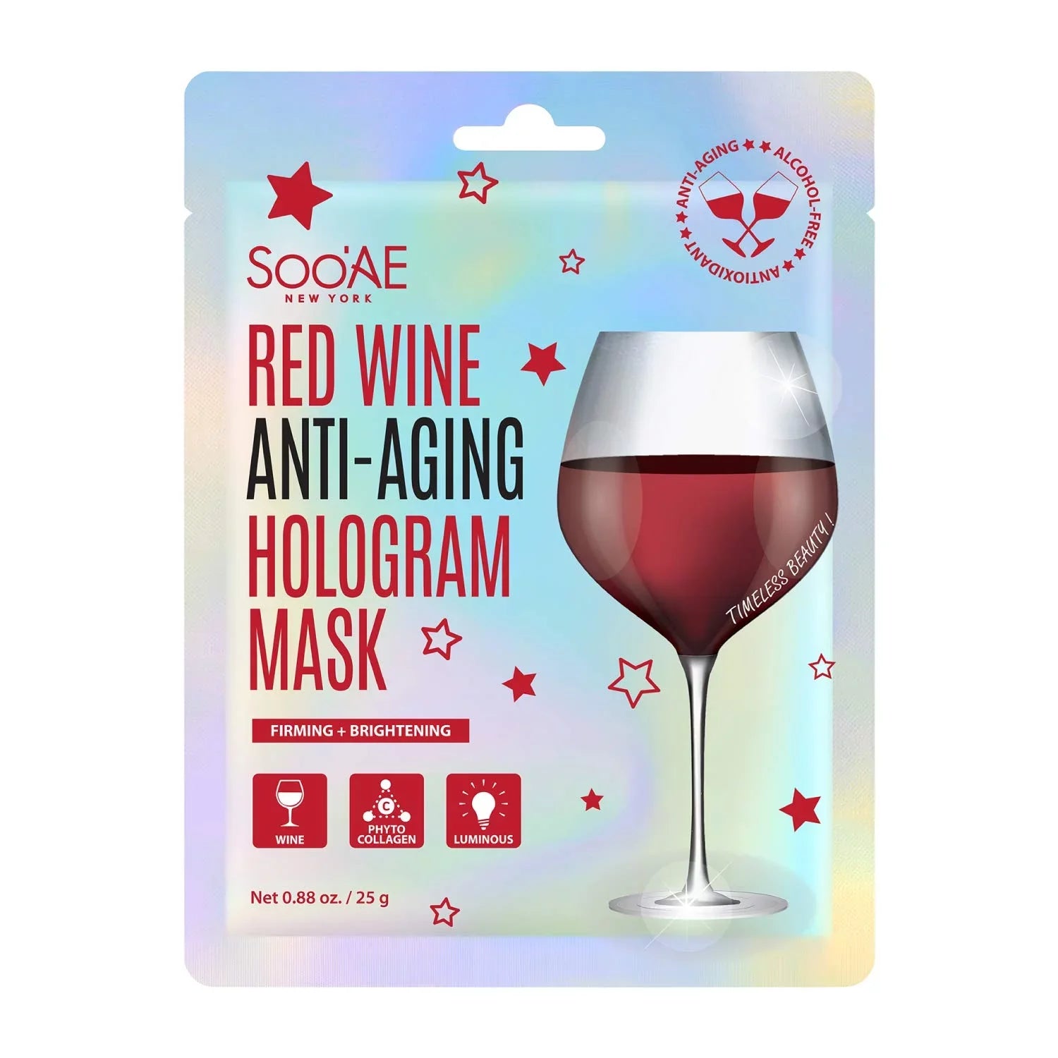 Premium Wra Hydrate Brightening Soo,Ae Collagen Beauty Skin, Brighting Mask Sheet Wine And [12 Count] Korean Antioxidants Red Glow Mask Face Hologram Vegan Facial Firm, Anti-Aging To Restore Mask