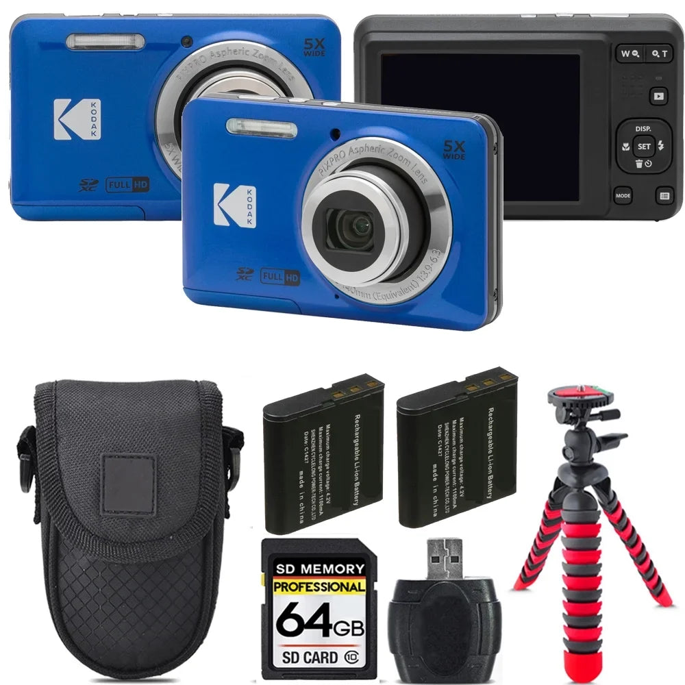 '+Tripod -64GB Battery (Blue) + Extra FZ55 Kodak + Camera Kit PIXPRO Case Digital