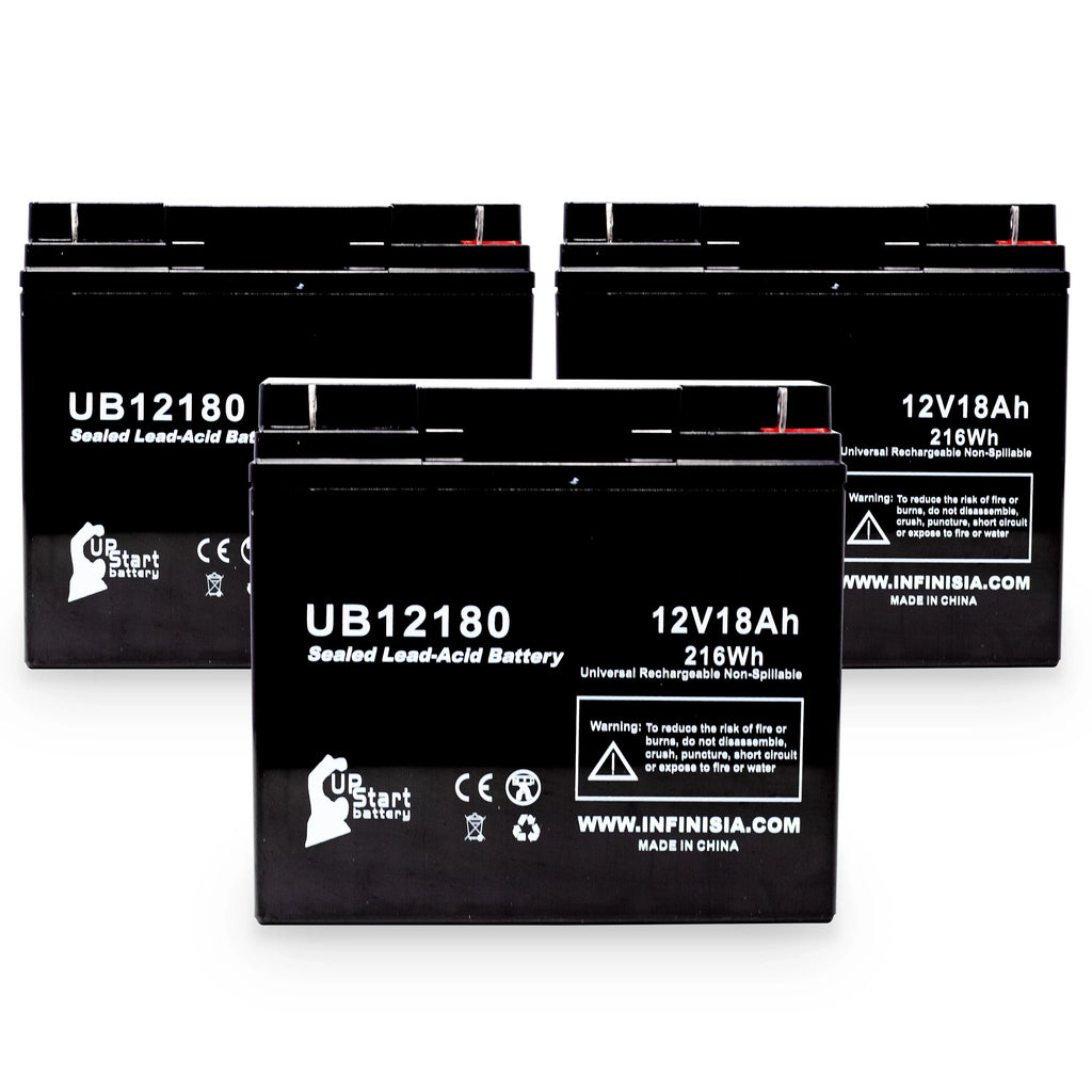 Sealed Battery Eagle 3x CF12V18 18Ah, 18000mAh, Lead Universal (12V, AGM, UB12180 Pitcher SLA) Replacement T4 - Acid Compatible Battery Terminal, Pack -