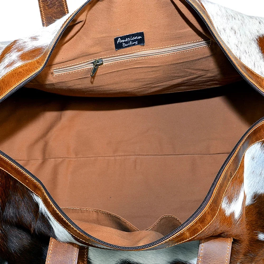 Hair Western American AD Darling Genuine On Duffel Women Handbag ADBGS174BRW Purse Leather Bag