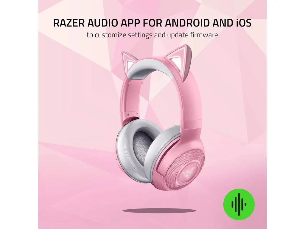 '- - Bluetooth Connection Custom-Tuned Powered Microphone Kraken Beamforming Razer Razer Quartz Latency Drivers - 40mm Edition: 5.0-40ms Chroma Pink - by Kitty BT Low
