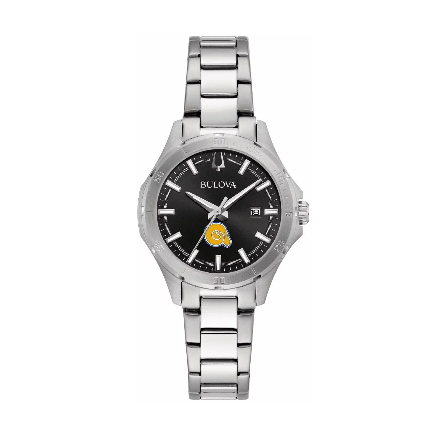 Golden Bulova Steel Rams Watch Sport State Women's Stainless Classic Black Albany