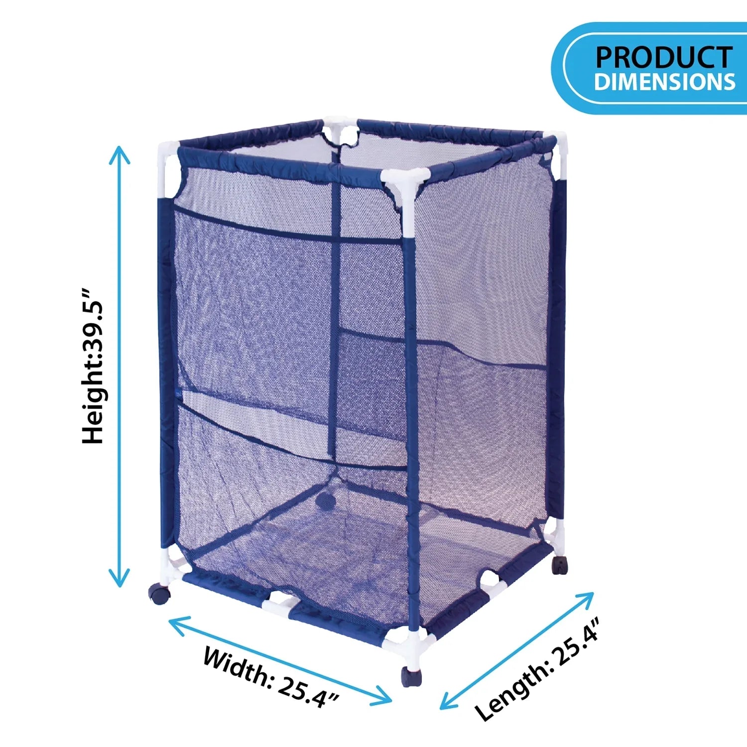 Blue, Bin, Medium, x Equipment L PBFT-1513 PB-M200, Style Mesh (25.4" - 25.4" 40" Pool W Rolling Pool Storage H) Organizer Pool Bins X