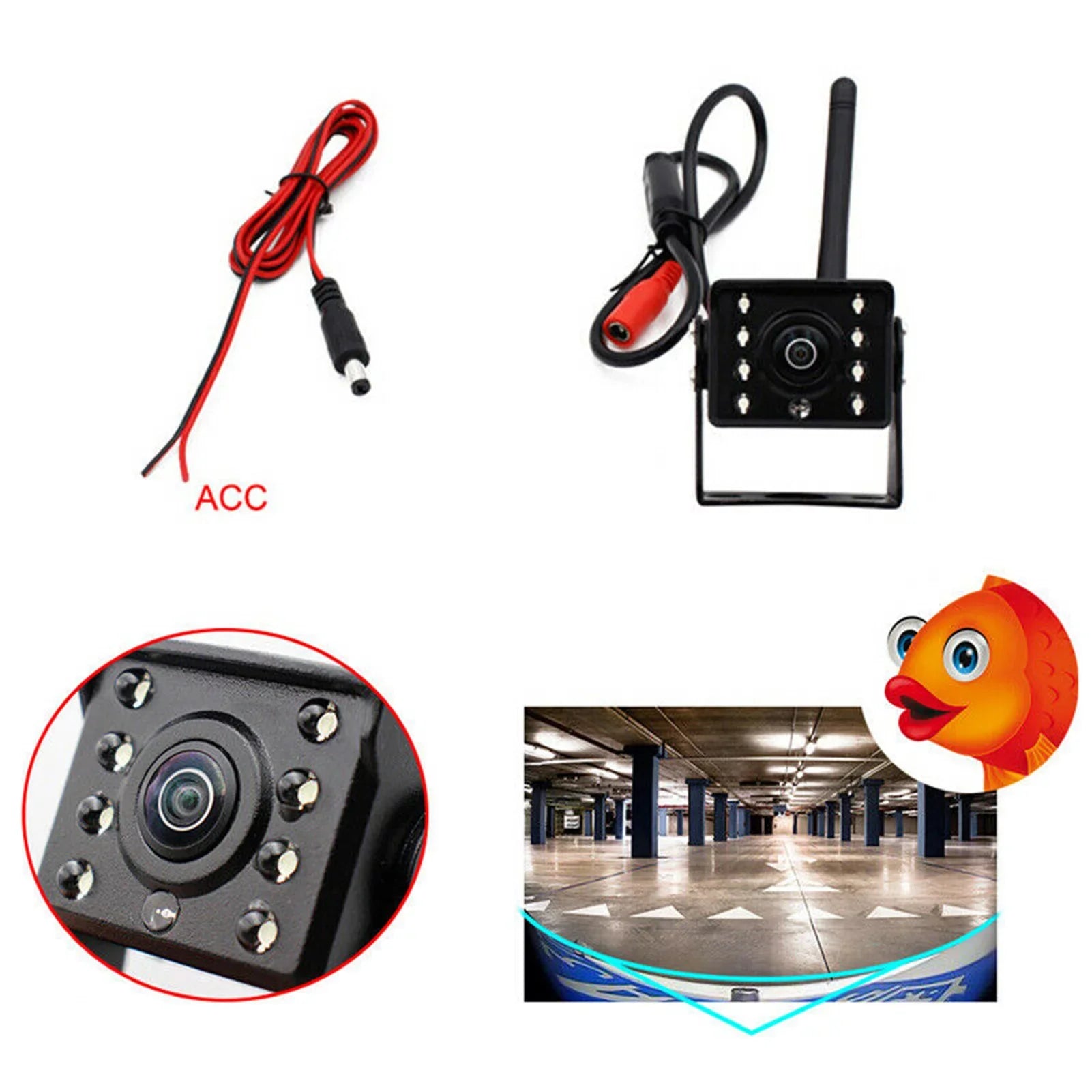 Backup LED Waterproof Bus IP67 View Camera, WiFi Wireless Truck Rear Car ~36V Vision Monitor Reverse Night Wireless Camera Meterk Automobile Reversing