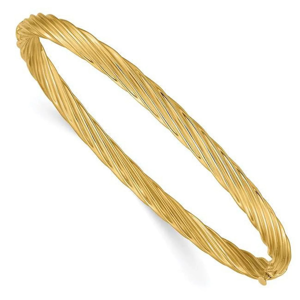 Bangle Textured 0.187 Hinged Yellow Bracelet GoldSW3-16O Gold Oversize Finest 14K mm