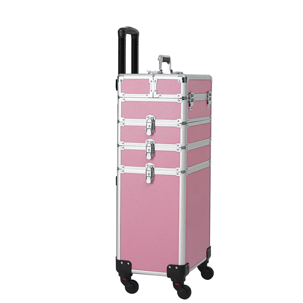 Case,Pink Makeup Drawers with Rolling Train Trolley Zeng Case Case Makeup