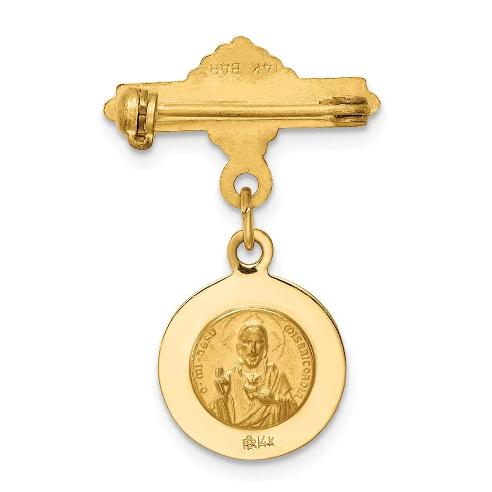 Holy X The mm) Yellow (25 14K Pin Scapular Reversible Of mm Queen 17 Medal sacred Heart Gold
