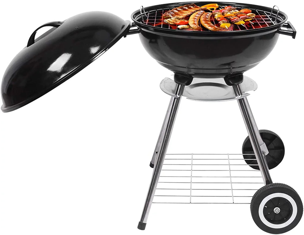 Camping, and Stainless Wheels 18 Steel Charcoal for inch Grill, with Picnic, Outdoor Holder Party, BBQ Barbecue, Activities Storage Charcoal