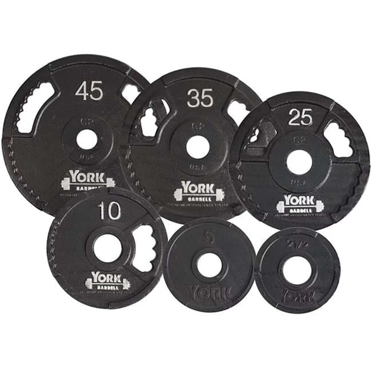 G2 lbs 25 Dual 7423 Barbell Iron Grip York Plate, - Line Cast Olympic Black Thin