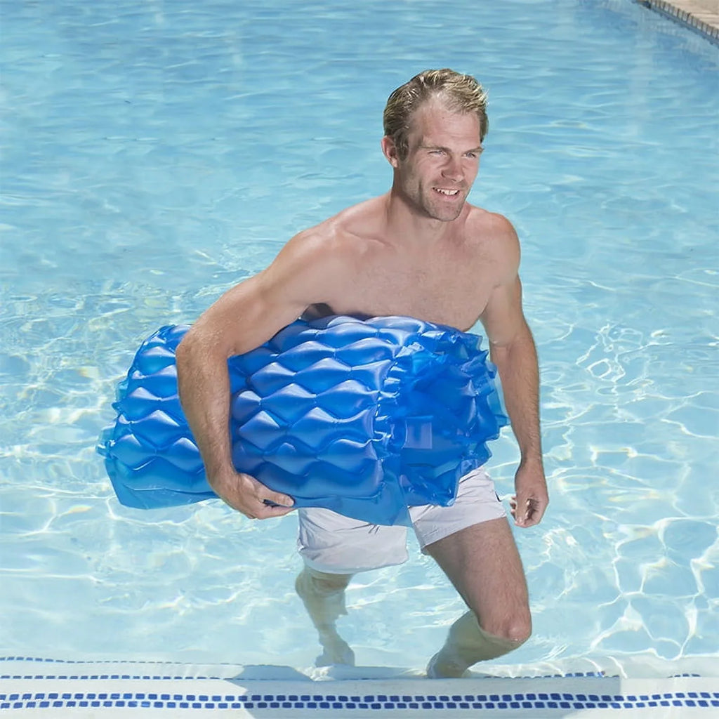 Mattress Air Roll 1-Person Swimming Go Pillow Pool - 85" 'N' Blue with Inflatable
