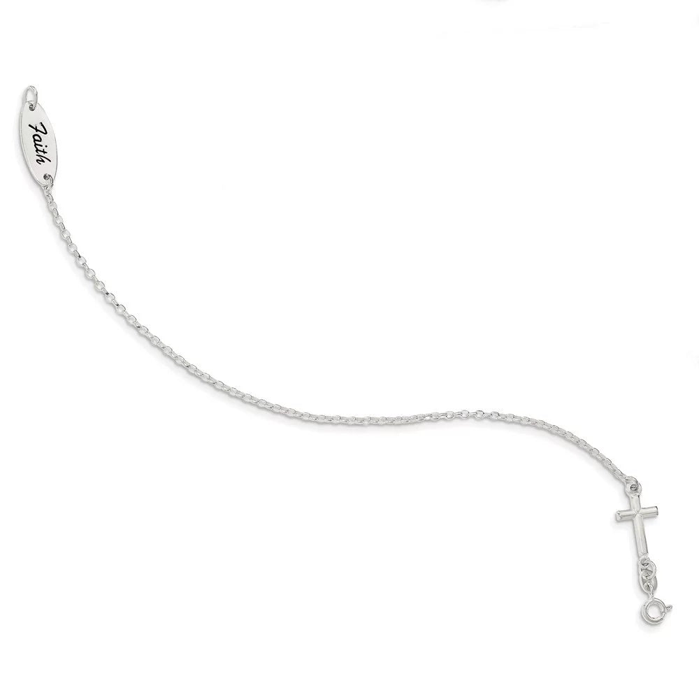 Enamel Cross Auriga Women Sterling Bracelet for 7.5inch FAITH and 925 Silver